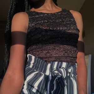 Black floral tank top